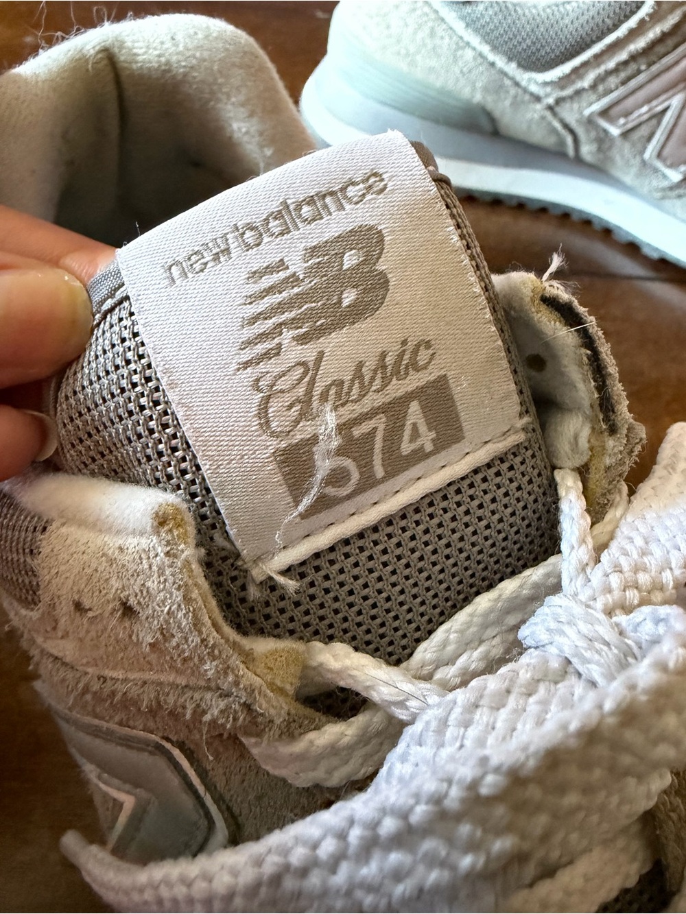 New Balance Beige/Tan Women's Suede Mesh Sneakers - Picture 6 of 6